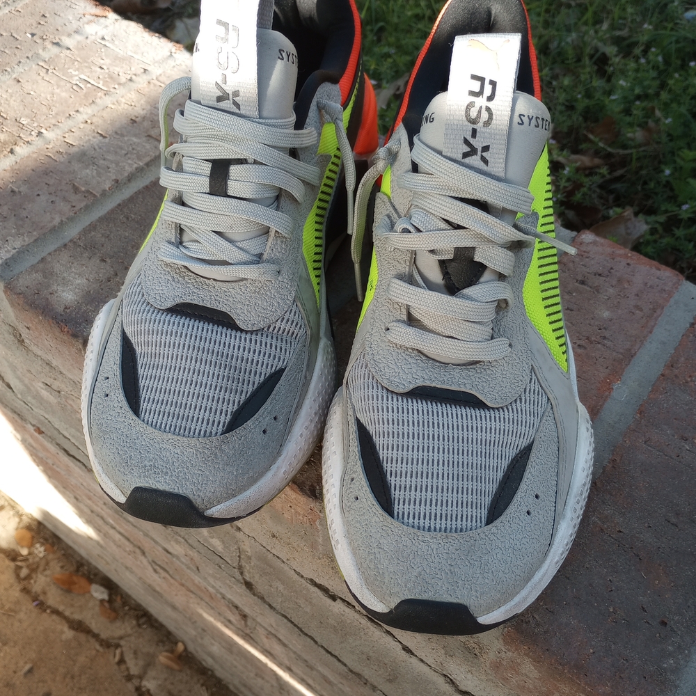 Puma RS-X Gray and Neon Athletic Shoes